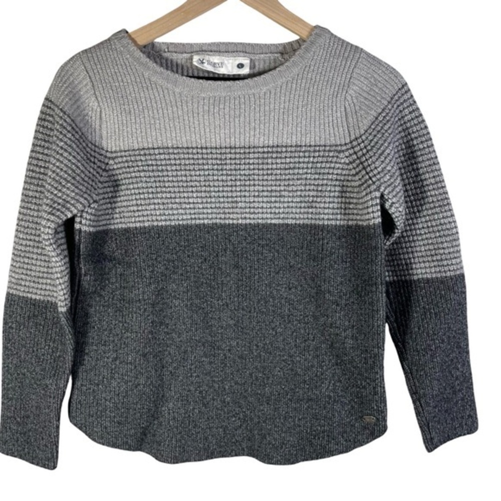 Carve Designs Striped Wool Sweater Grey Size L